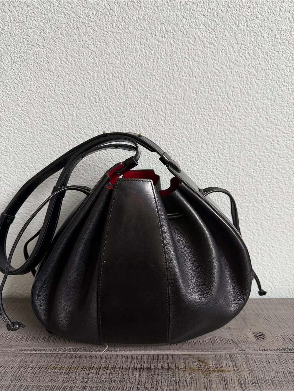 Mansur Gavriel Tumbled Calfskin Lilium Bag Black NWOT